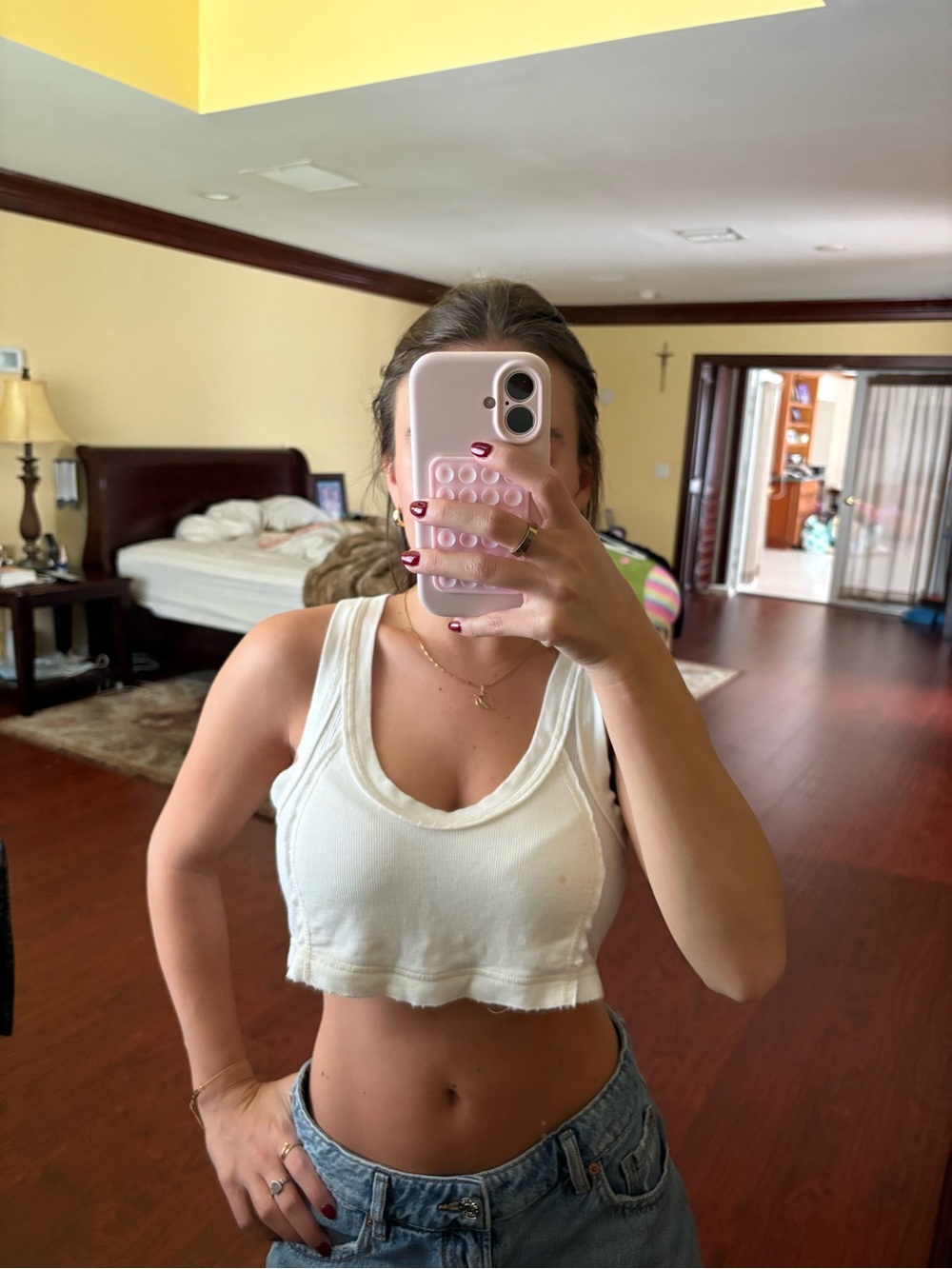 Urban Outfitters White Ribbed Cropped Tank